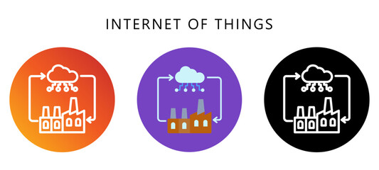 Internet Of Things Icon Button, Black, Gradient, Rounded Mini Illustration Relate To Industry 4-0. Use For Modern Concept, Ui, Ux Web And App Development.