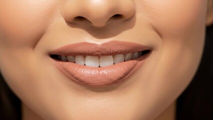 Expressive lip movements: from subtle smile to playful pout in closeup sequence