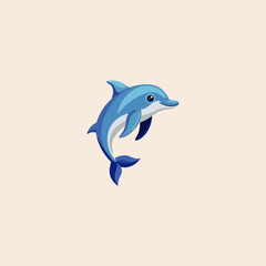Cute Dolphin icon flat vector design.