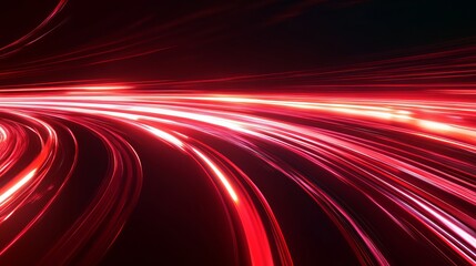 Dynamic red light trails creating a sense of motion and speed for modern technology, innovation, and futuristic concepts in a digital world