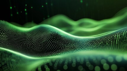 Stunning green data wave flows with luminous energy, ideal for technology, science, or modern business concepts and backgrounds for vibrant presentations