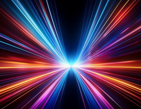 vibrant light rays radiating in motion against a dark backdrop perfect for themes of space exploration and dynamic energy flows for tech and sci fi enthusiasts