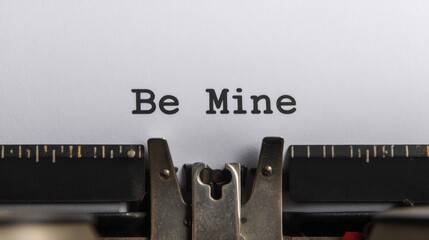 Romantic Typewriter Message with Text Be Mine for Valentine's Day, Love Notes, and Sentimental Gifts in Nostalgic Setting