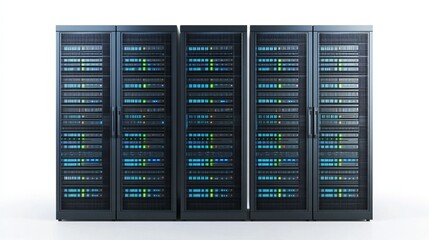 Powerful data servers humming in secure modern data center, providing reliable cloud computing and hosting services for global tech companies