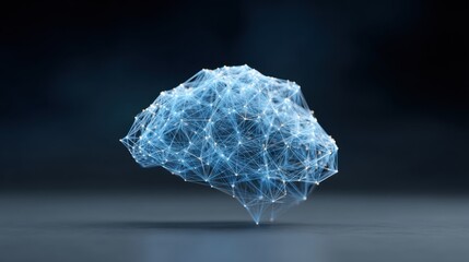 Abstract representation of a digital brain with glowing nodes and connections, symbolizing artificial intelligence, data processing, and neural networks