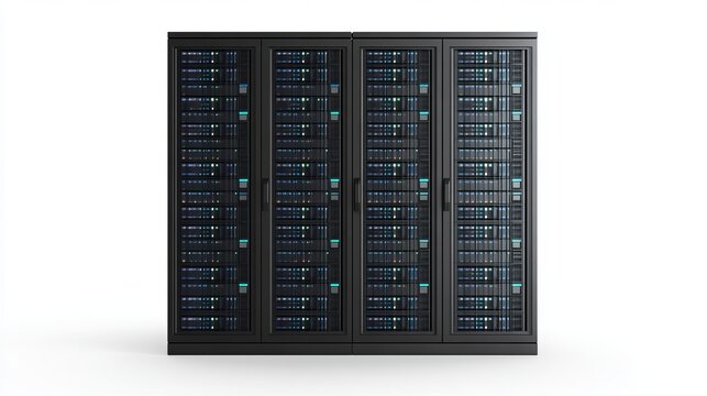 Secure data storage with modern server racks in a clean, professional environment providing powerful reliable performance for global business needs - Powered by Adobe