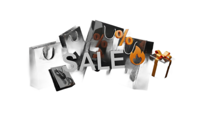 Trendy Sale Promotion with Shopping Bags and Percentage Icon for Retail and Commerce