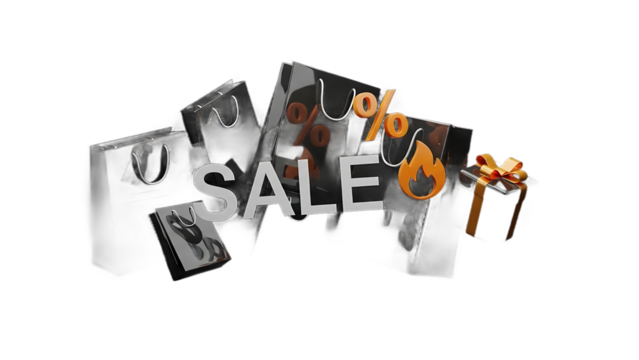 Trendy Sale Promotion with Shopping Bags and Percentage Icon for Retail and Commerce