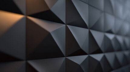 Fototapeta premium Modern Geometric Wall Design with Black Matte Finish and Intricate 3D Pyramids for Contemporary Interior Decor and Architectural Inspiration