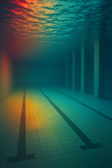 underwater structure with rainbow colours
