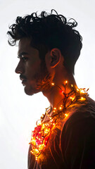 Man in Christmas Lights