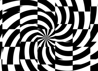 Abstract black and white Vector pattern of broken twisted lines. Modern design element for gifts, textiles, interior, packaging, covers. Vector background.