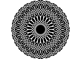 Decorative Round Vector Pattern in Oriental Style. Black on White Background. Modern Design Element for Gifts, Textiles, Interior, Packaging, Covers. Vector Background. Rosette. Vintage