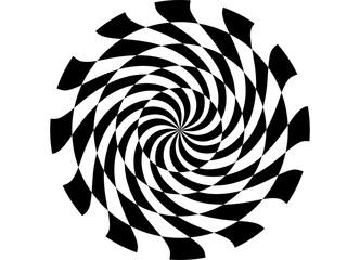 Round vector pattern of black swirled pixels on a white background. Modern design element for advertising, interior, packaging, covers. Vector background. Round lollipop.