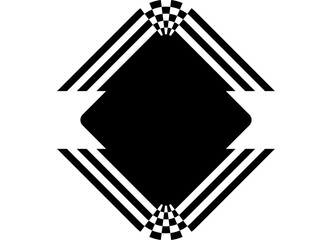 Striped square frame. Sport vector pattern of black stripes on a white background. Modern design element for advertising, interior, packaging, games. Vector background of lines. Basis for sticker