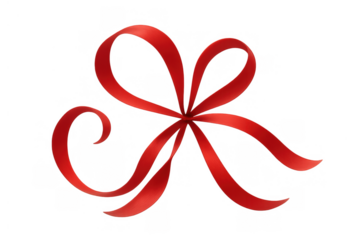Red ribbon gift bow accent decoration for celebrations, holidays, anniversaries, and special presents