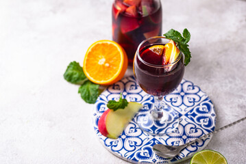 Traditional Spanish sangria from red wine
