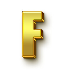 Alphabet F golden  shining 3d transparent PNG 