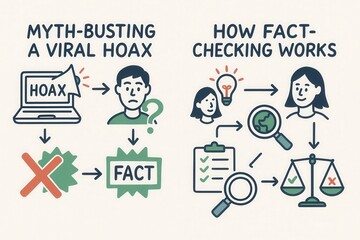 Understanding the Process of Myth Busting and Fact Checking Featuring Sequential Steps to Distinguish Between Falsehoods and Reality captured with clarity