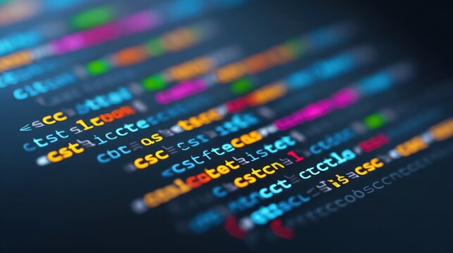 Colorful Lines of Code on a Dark Background, Highlighting Programming Syntax and Digital Technology Concepts in a Creative and Engaging Pattern - Powered by Adobe
