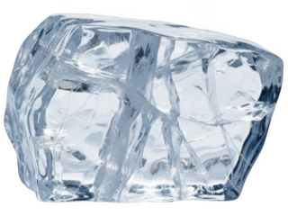 Raw ice crystal formation reflecting light against a transparent background