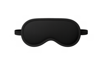 Black sleep mask for restful sleep, relaxation, and comfortable travel, blocking light for better rest on transparent background
