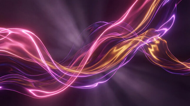 Colorful light waves moving in dark space create a visually striking pattern that captivates attention during an artistic display at night