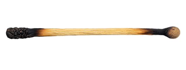 Burned match isolated on white clipping path