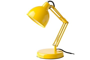 Yellow desk lamp isolated on white background The concept of day and night