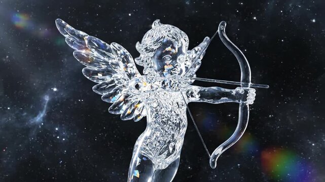 Macro Of Crystal Angel Archer In Space 3D Render