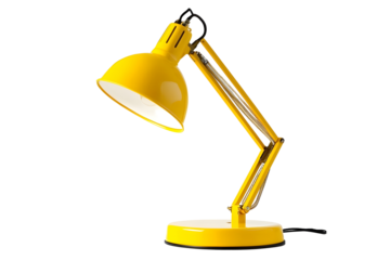 Yellow desk lamp isolated on white background The concept of day and night