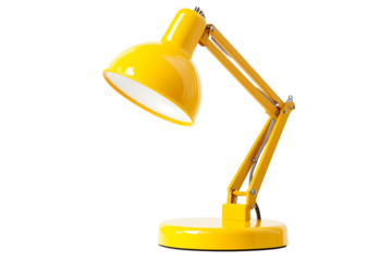 Yellow desk lamp isolated on white background The concept of day and night