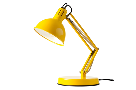 Yellow desk lamp isolated on white background The concept of day and night