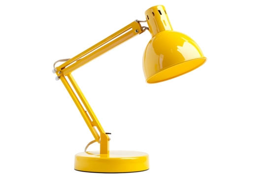 Yellow desk lamp isolated on white background The concept of day and night