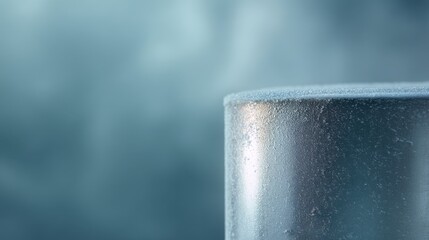 Close-Up of Frosted Glass with Water Droplets on a Chilly Background, Evoking Refreshing Beverage and Cool Atmosphere