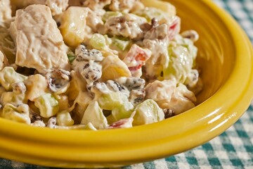 A bowl of Waldorf salad, a classic American dish