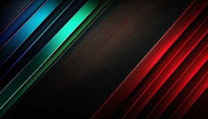 sleek abstract black background with diagonal metallic red blue green lines and modern striped texture for tech banners or futuristic wallpapers
