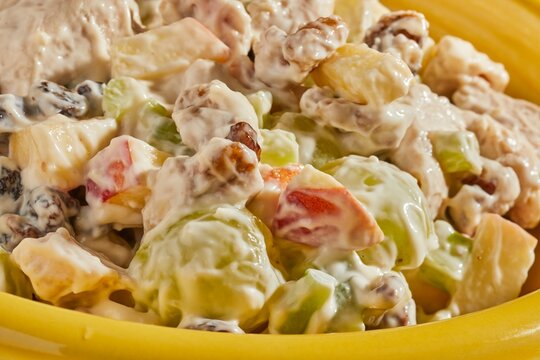 A bowl of Waldorf salad, a classic American dish