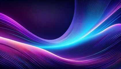 flowing neon wave lines in deep blue and violet abstract digital background with futuristic grid texture perfect for modern design or tech wallpaper