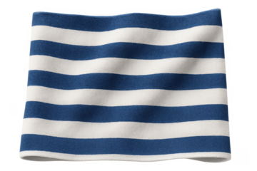 Blue and white striped fabric material showing classic nautical fashion pattern and textile design on transparent background