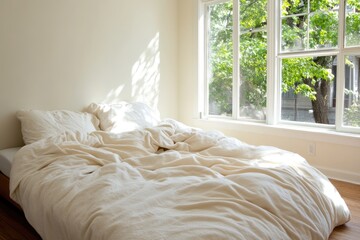 Cozy Bedding with Cotton Sheets and Decorative Pillows