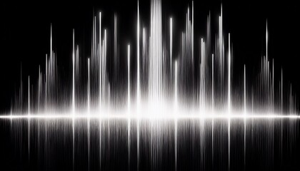 abstract vertical white light streaks on black background resembling equalizer peaks ideal for album cover or techno concert poster