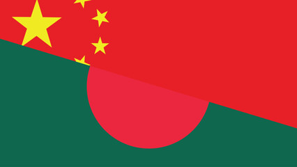 China and bangladesh flag fusion design