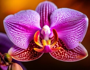 macro shot of a vibrant orchid in full bloom