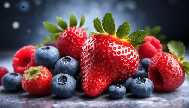 delight in the rich and vibrant colors of fresh berries including blueberries strawberries and raspberries glistening with natural sweetness