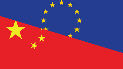 Europe and china flag fusion design