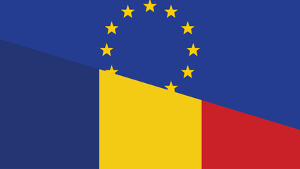 Europa and romania flag fusion design