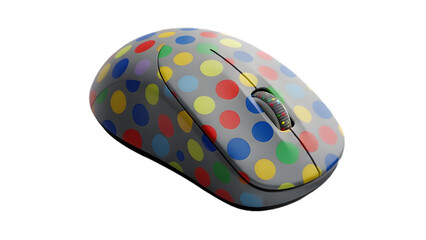 Colorful polka dot computer mouse adding a playful touch to your workspace design theme on transparent background