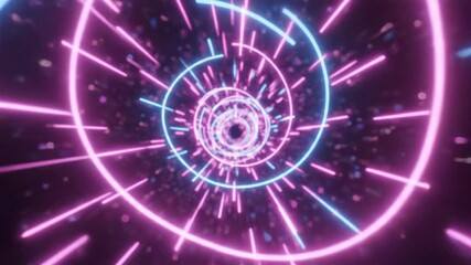 Abstract neon tunnel geometric light effect for digital imagery
