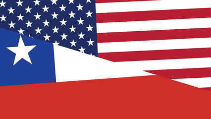 Usa and chile flag fusion design